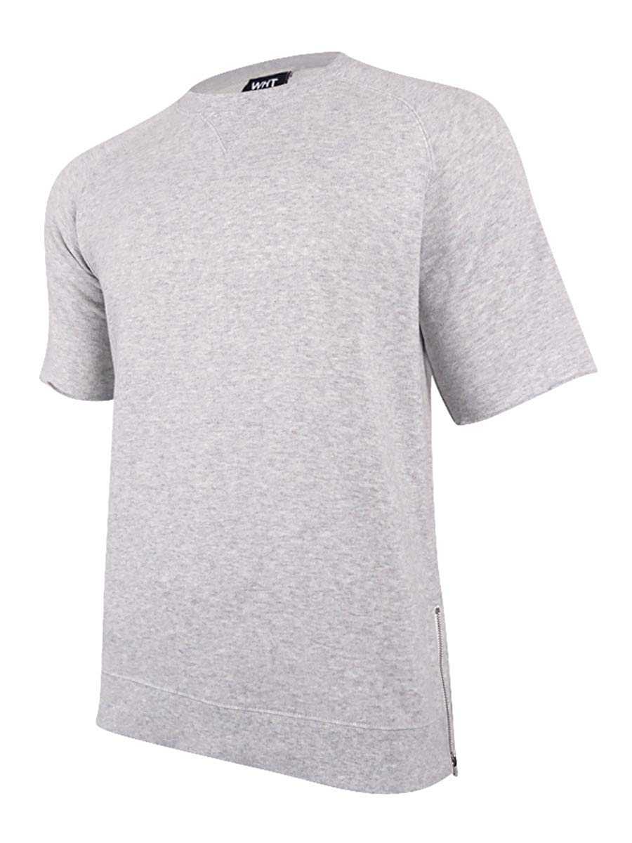 Wht Space Heather Mens Large Fleece Tee T-Shirt