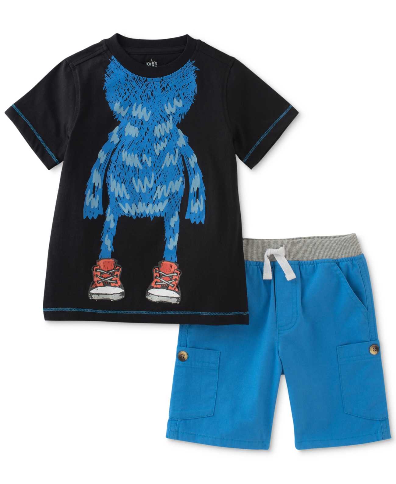 Kids Headquarters Baby Boys 2-Pc. Cotton Monster T-Shirt & Shorts Sets
