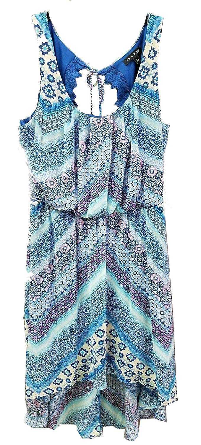 As U Wish Women’s Aztec Chiffon Hi-lo Summer Dress