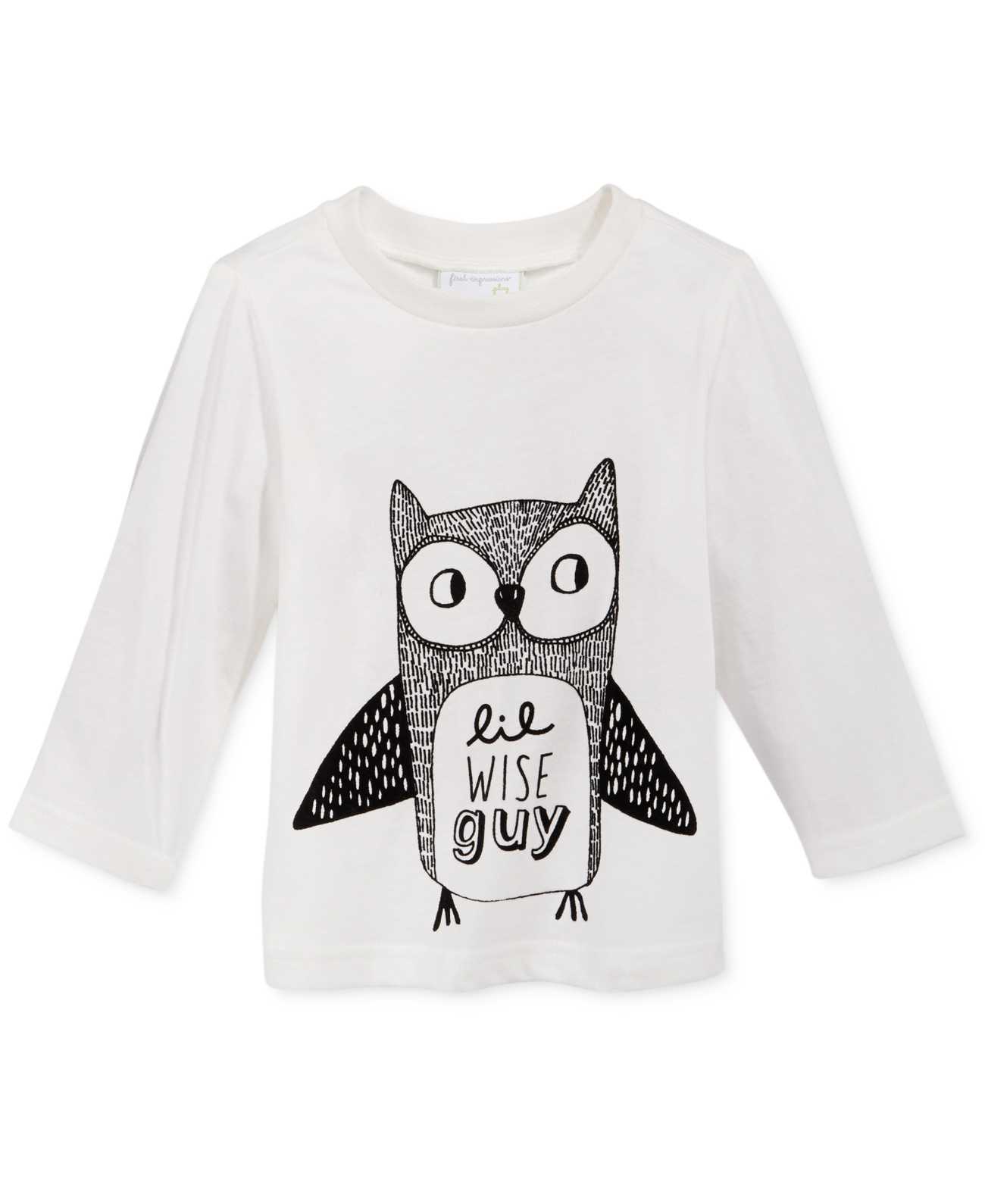 First Impressions Baby Boys Long-Sleeve Graphic Lil Wise Guy Print T-Shirts