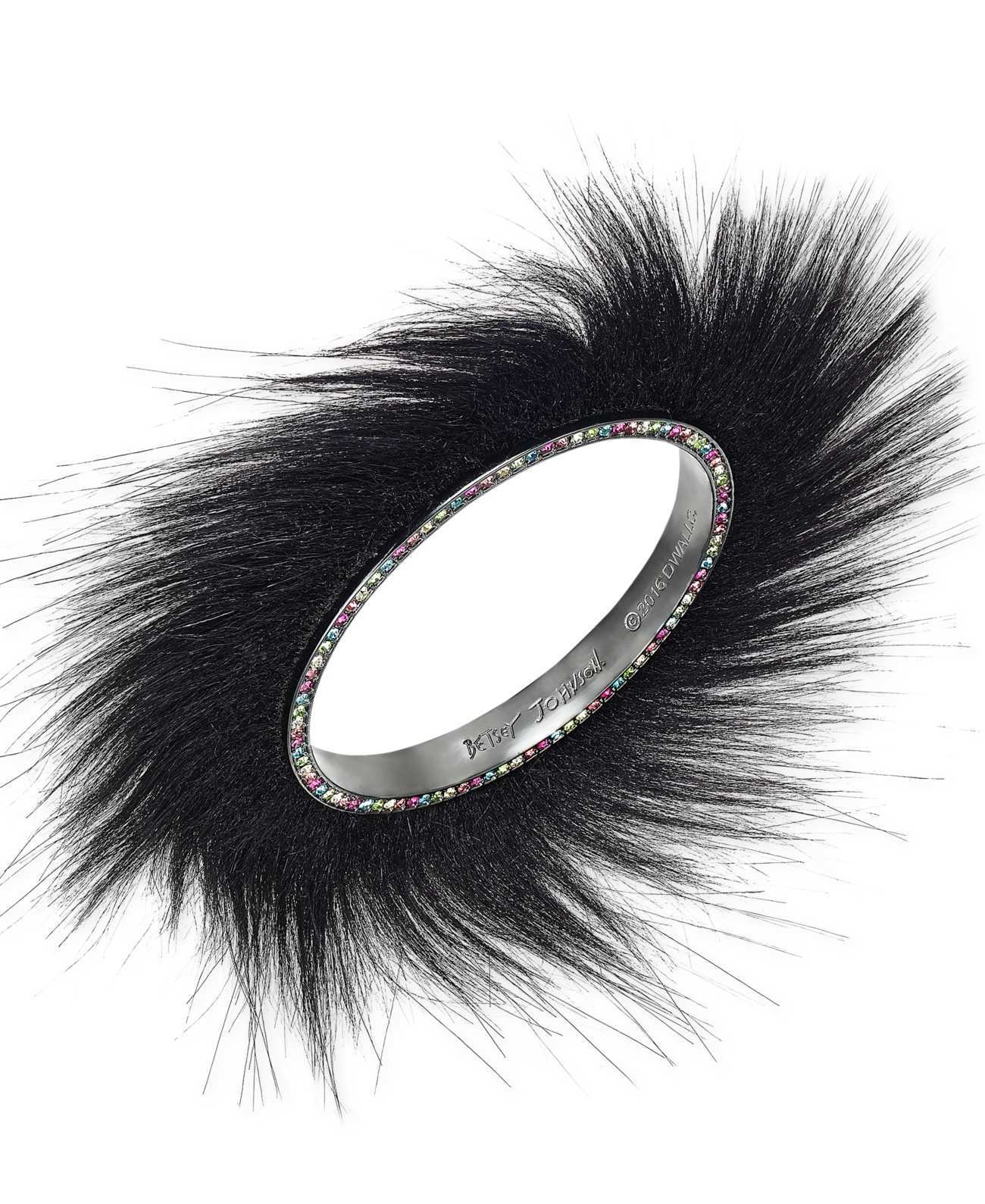 Betsey Johnson Faux-fur Bangle Bracelet – Black