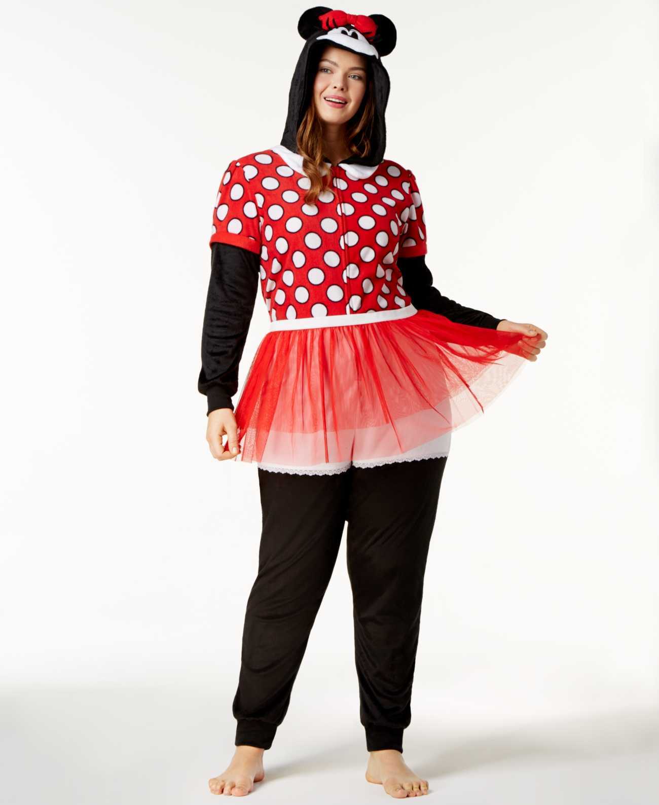 Briefly Stated Plus Disney Minnie Mouse Polka-Dot Hooded Jumpsuit (Assorted, 1X)