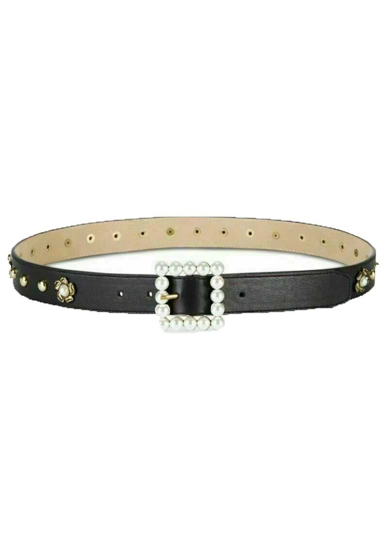 Steve Madden Women’s Imitation-Pearl Embellished Belt