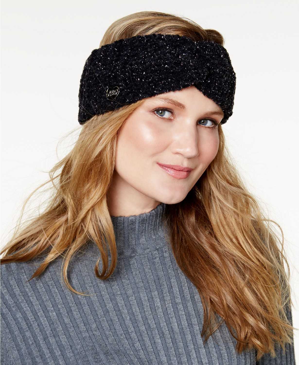 Betsey Johnson Metallic Headband (One Size, Black)