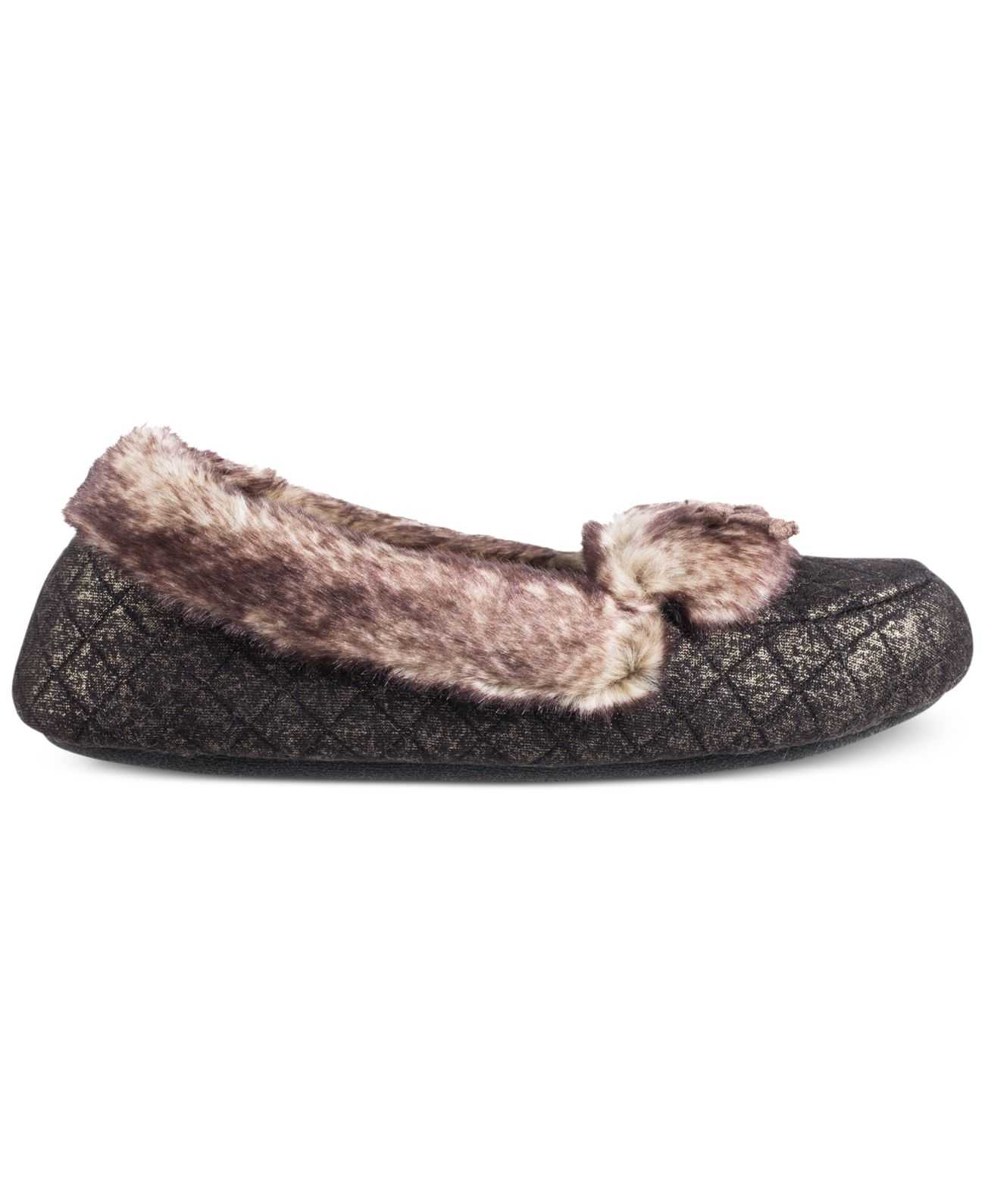 Isotoner Signature Women’s Metallic Quilted Monica Moccasin Slippers