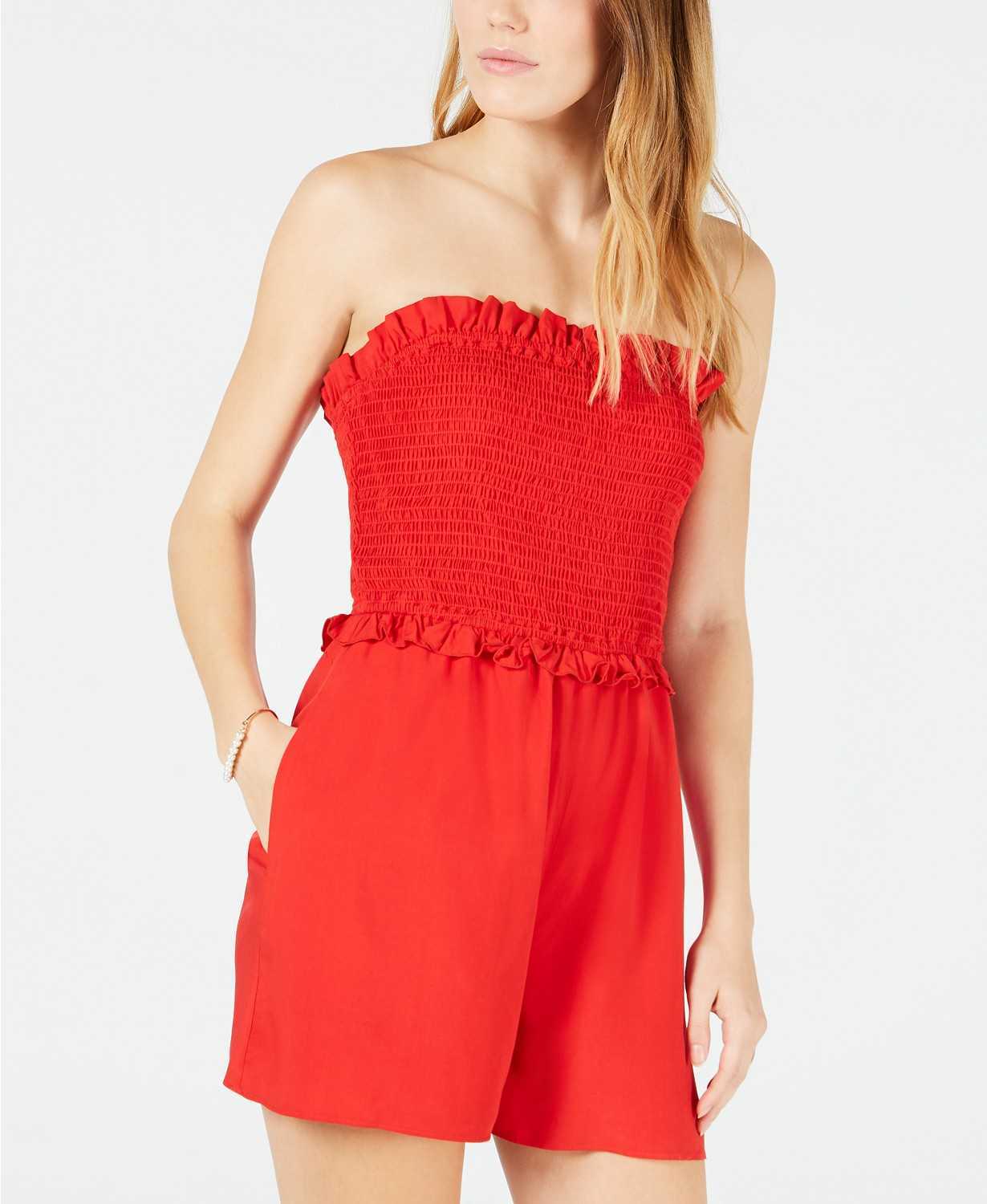 Maison Jules Women’s Strapless Smocked Rompers