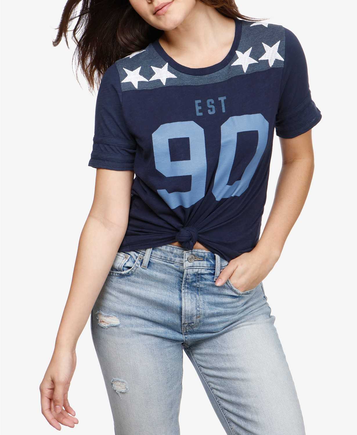 Lucky Brand Graphic-Print Football T-Shirt (Navy, XS)