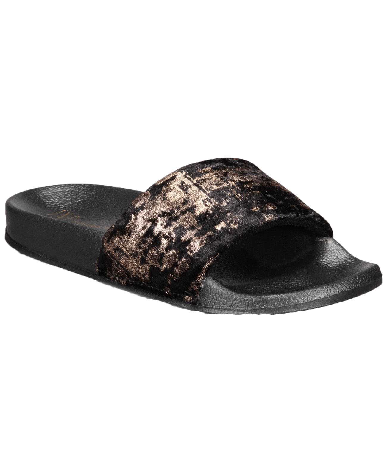 INC International Concepts Metallic Velour Slide Slippers