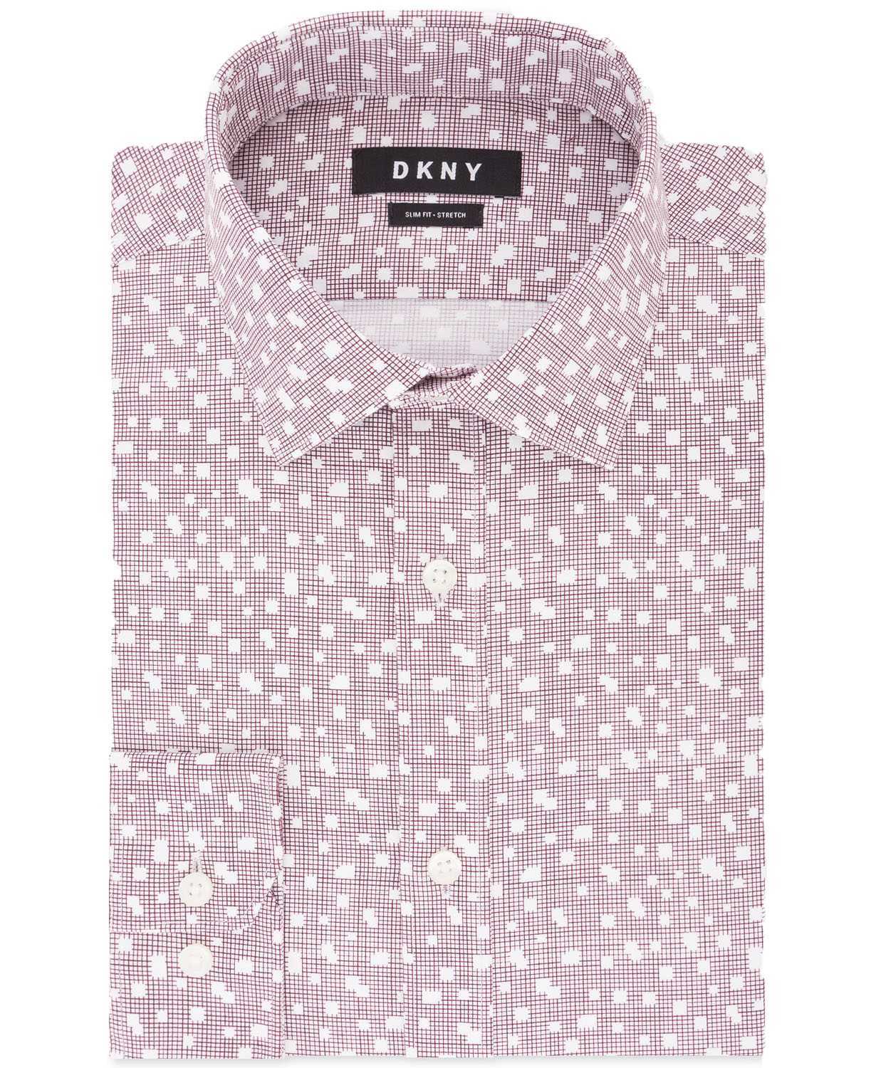 DKNY Men’s Slim-Fit Performance Stretch Wrinkle-Resistant Print Dress Shirts