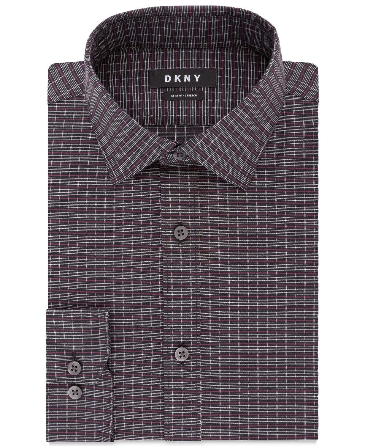 DKNY Men’s Slim-Fit Performance Stretch Wrinkle-Resistant Check Dress Shirts