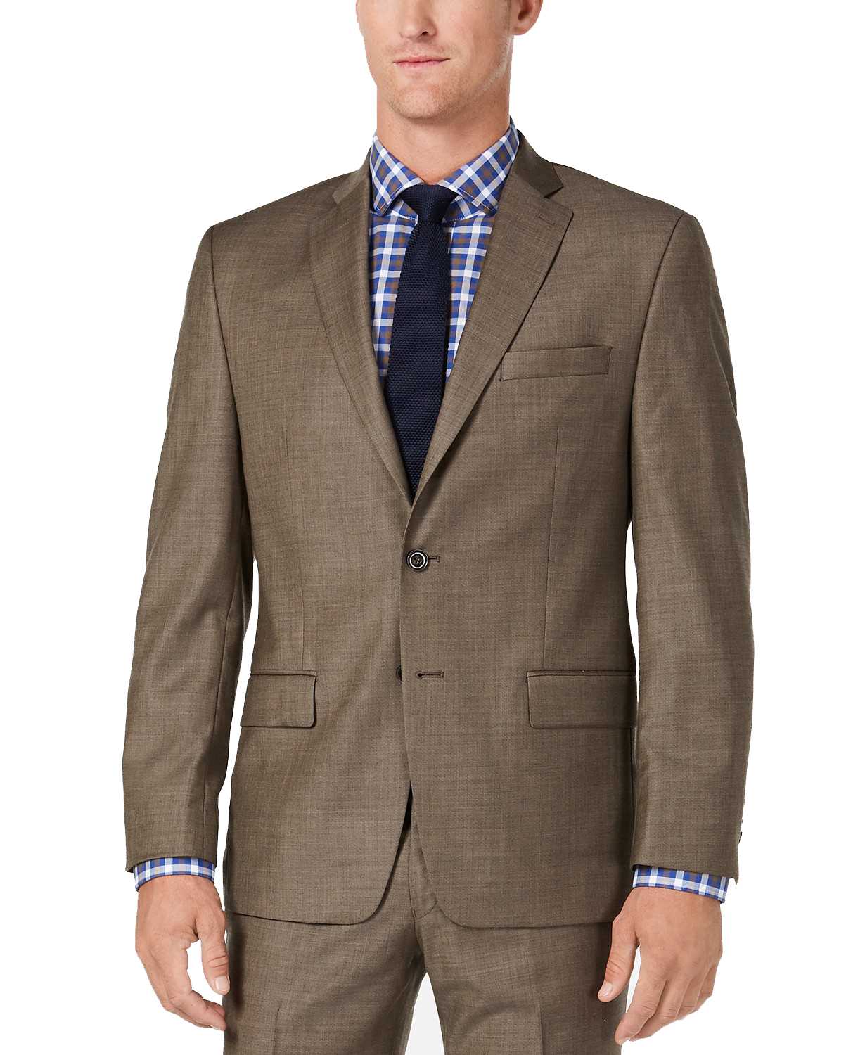 Michael Kors Classic/Regular Stretch Sharkskin Wool Suit (Brown, 38R/M37)