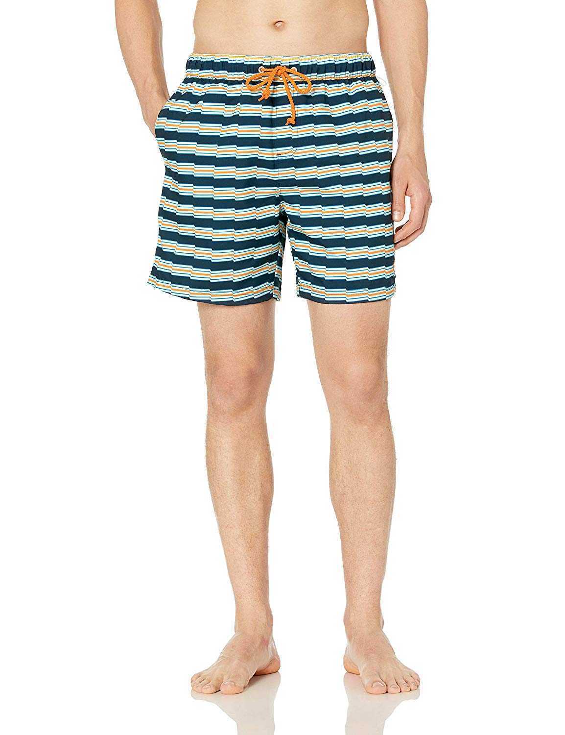 Original Penguin Men’s Stripe Elastic Waist Volley Swim Shorts