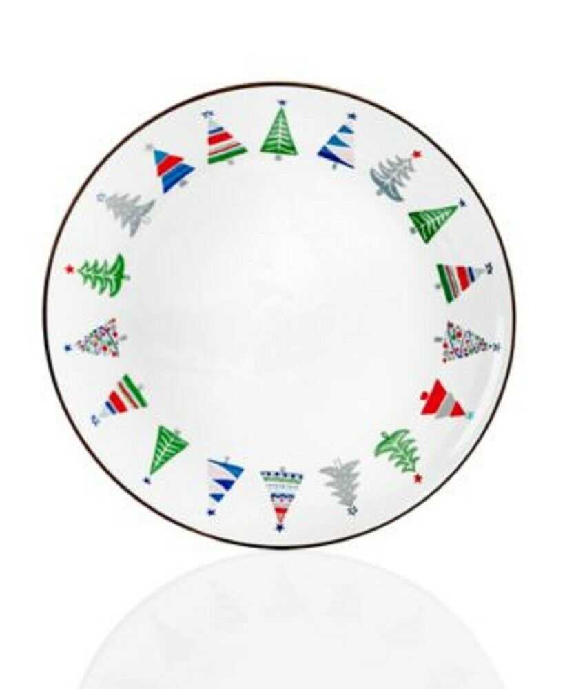 Home Essentials Festive Tree Border Salad Plate 8-1/4" Multi