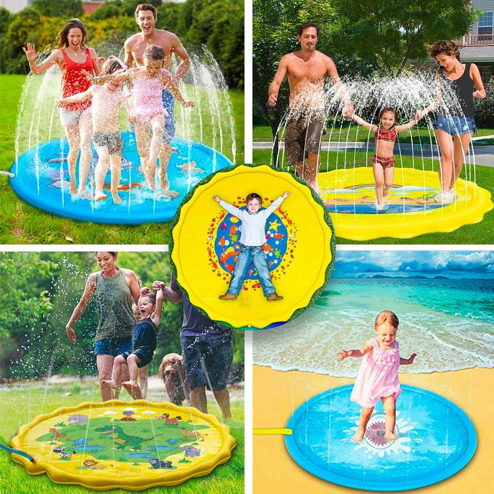 Huge 68″ Splash Water Play Mat for Little Kids & Toddlers, Water Sprinkler, W...