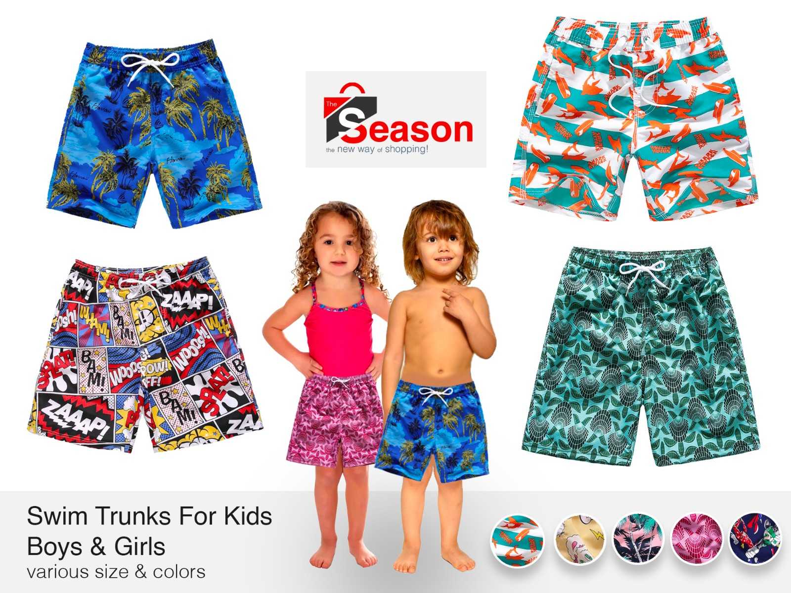 Funny Summer Swim Trunks for Kids, Quick Dry Swim Shorts for Boys and Girls, ...