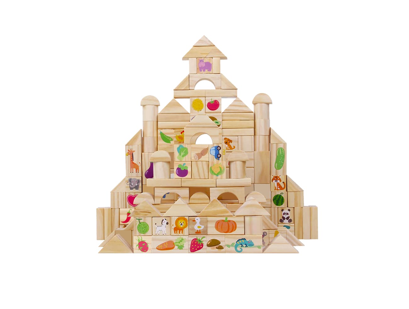 The Season Toys Montessori Wooden Blocks 110 Pieces Set, Cognitive Developmen...