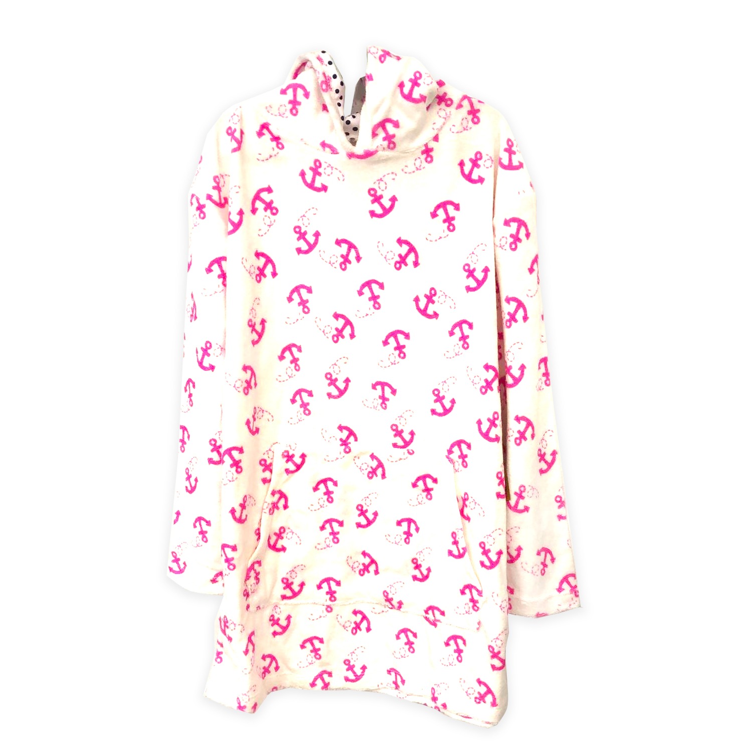 Kidsy Girls Pink Anchor Peruvian Cotton Pullover Hoodie – Long Sleeve, Front ...