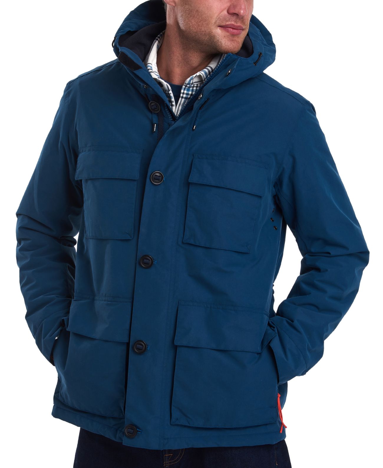 Barbour Men’s Aurore Hooded Waterproof Jacket (Dark Blue, L)