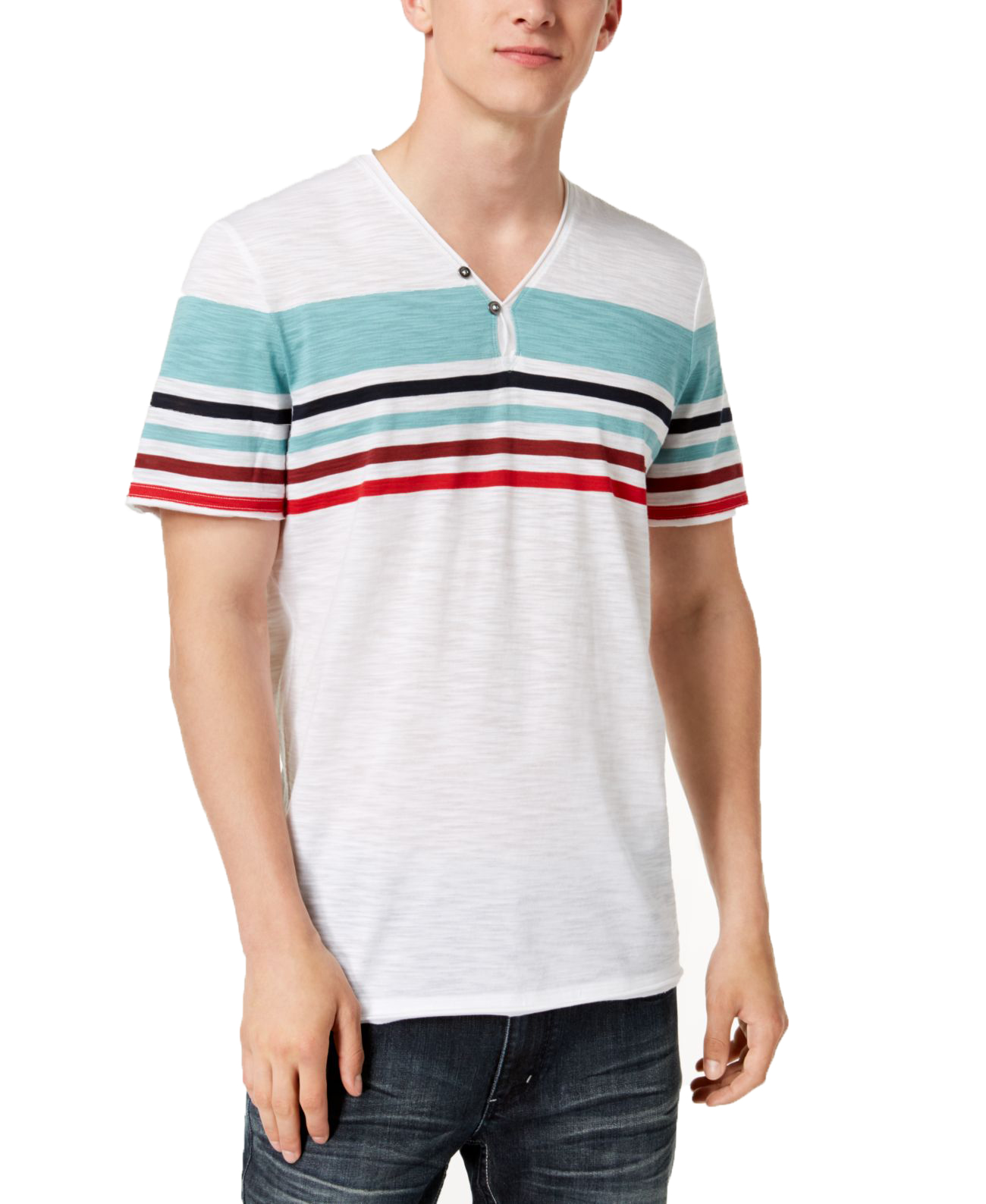 INC International Concepts Men’s Striped Split-Neck T-Shirts