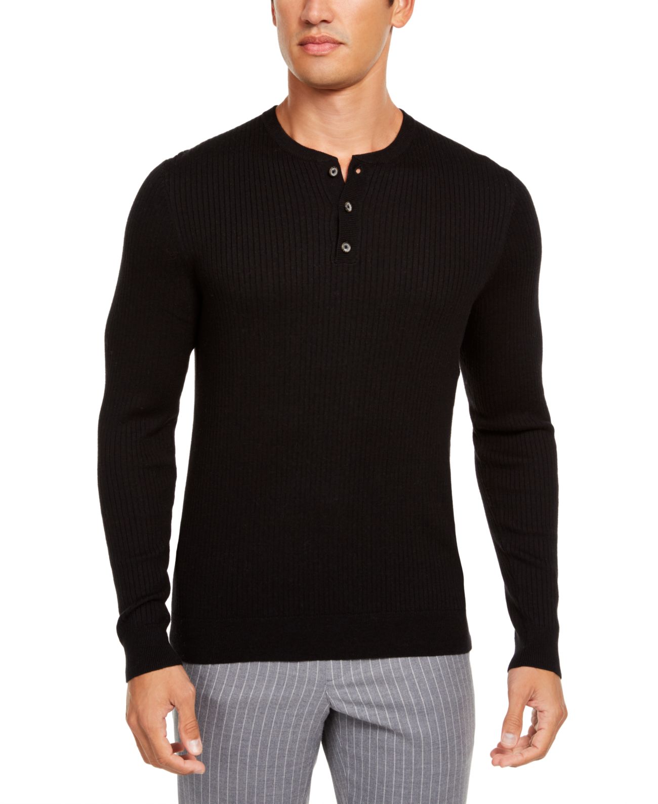 Tasso Elba Men’s Luxe Henley Shirt (Black, 2XL)