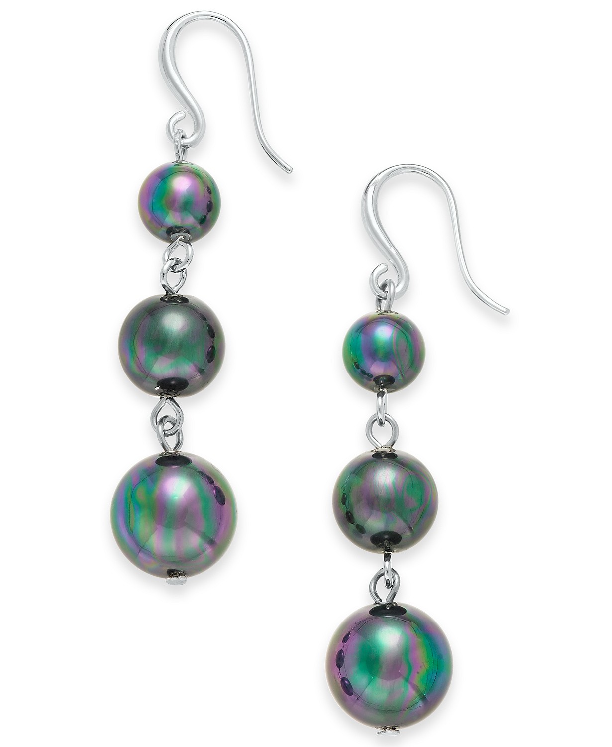 Charter Club Silver-Tone Imitation Pearl Graduated Linear Drop Earrings