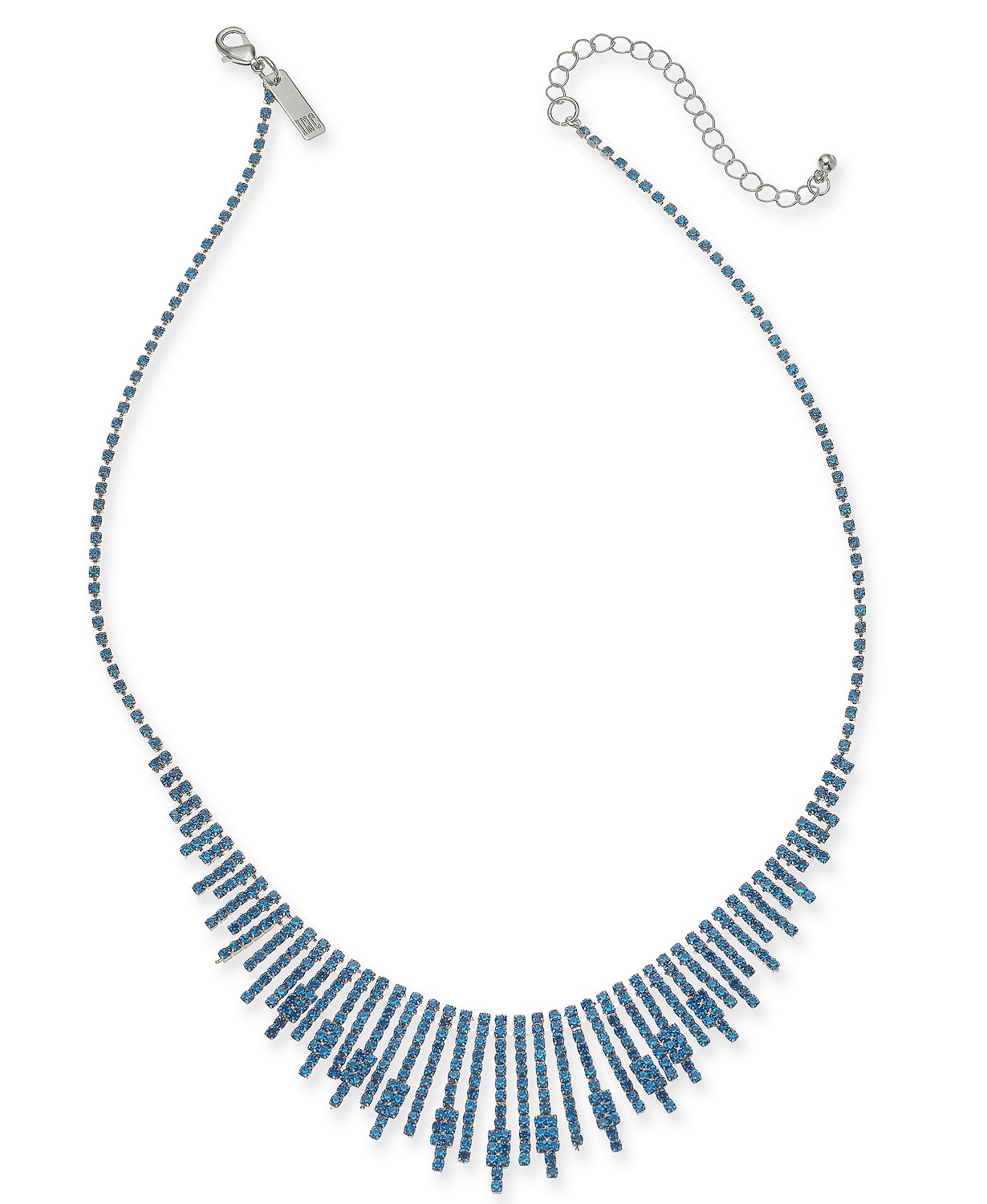 INC International Concepts Silver-Tone Pavé Stick Statement Necklace, 17″ + 3...