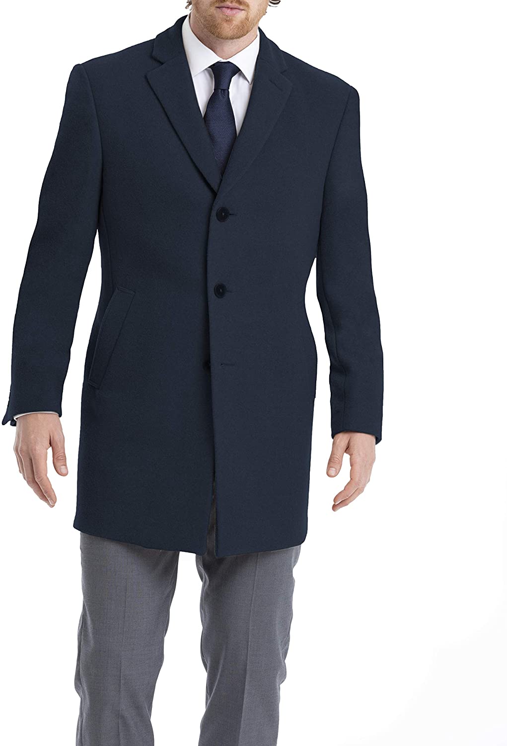 Calvin Klein Men’s Slim Fit Wool Blend Overcoat Jacket Coat