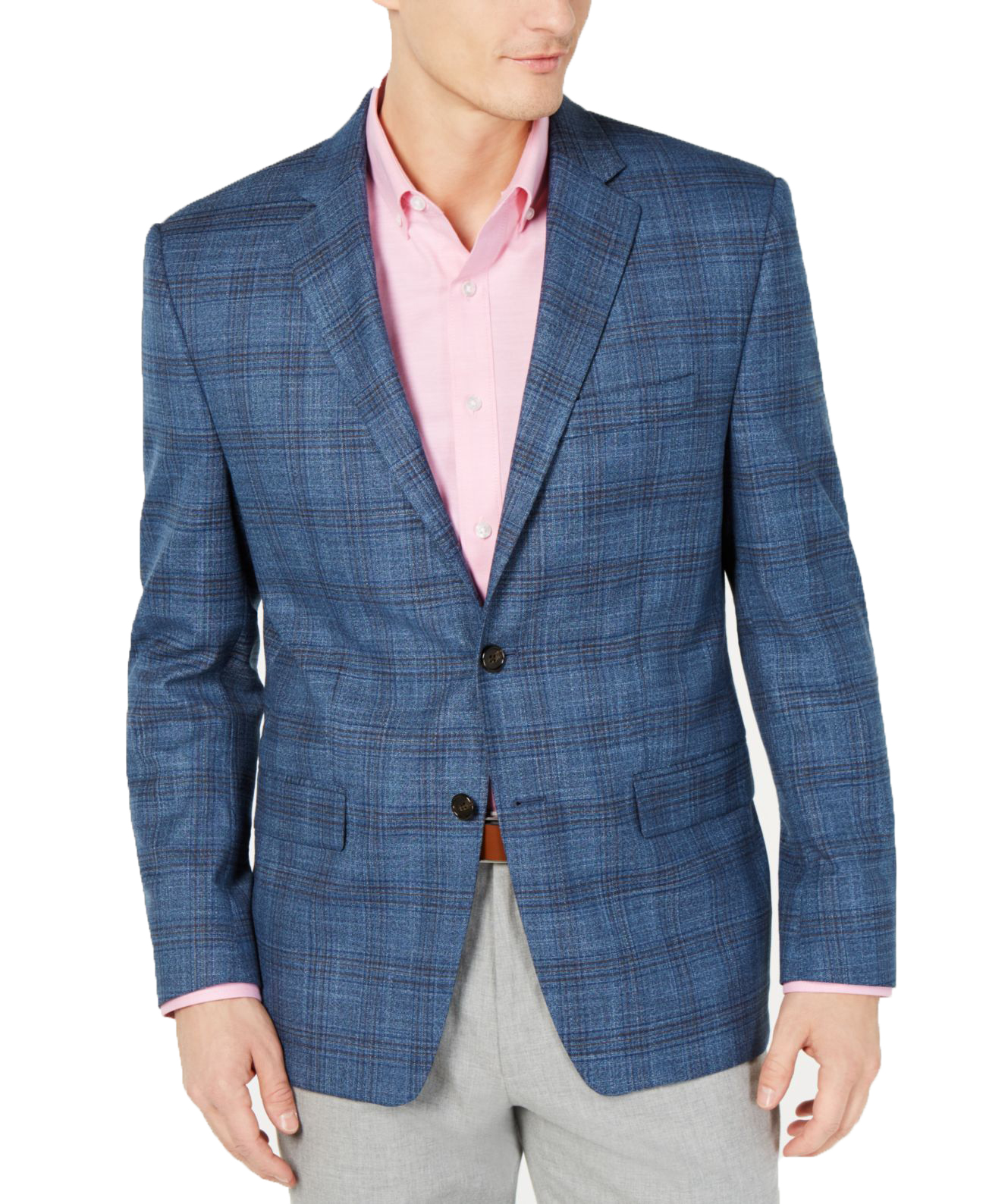 Ralph Lauren Men’s Plaid Jacket (Blue/Brown, 40T)