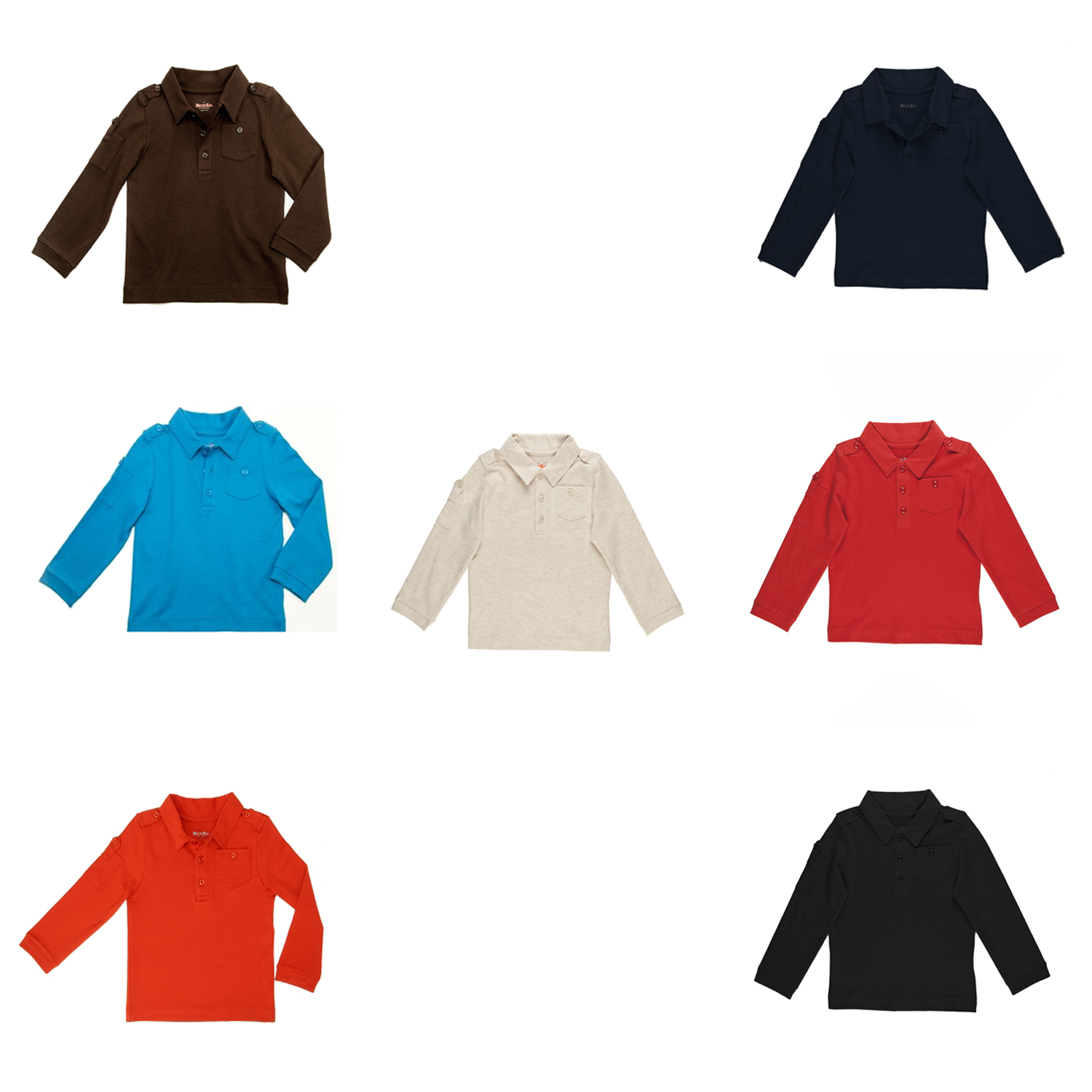 Kidsy Boys Solid Cargo Polo Peruvian Cotton T-Shirt – Long Sleeve, Polo Neck ...