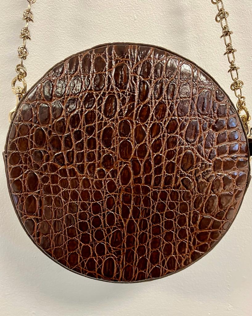 Little Liffner Leather Croc Embossed Chain Crossbody