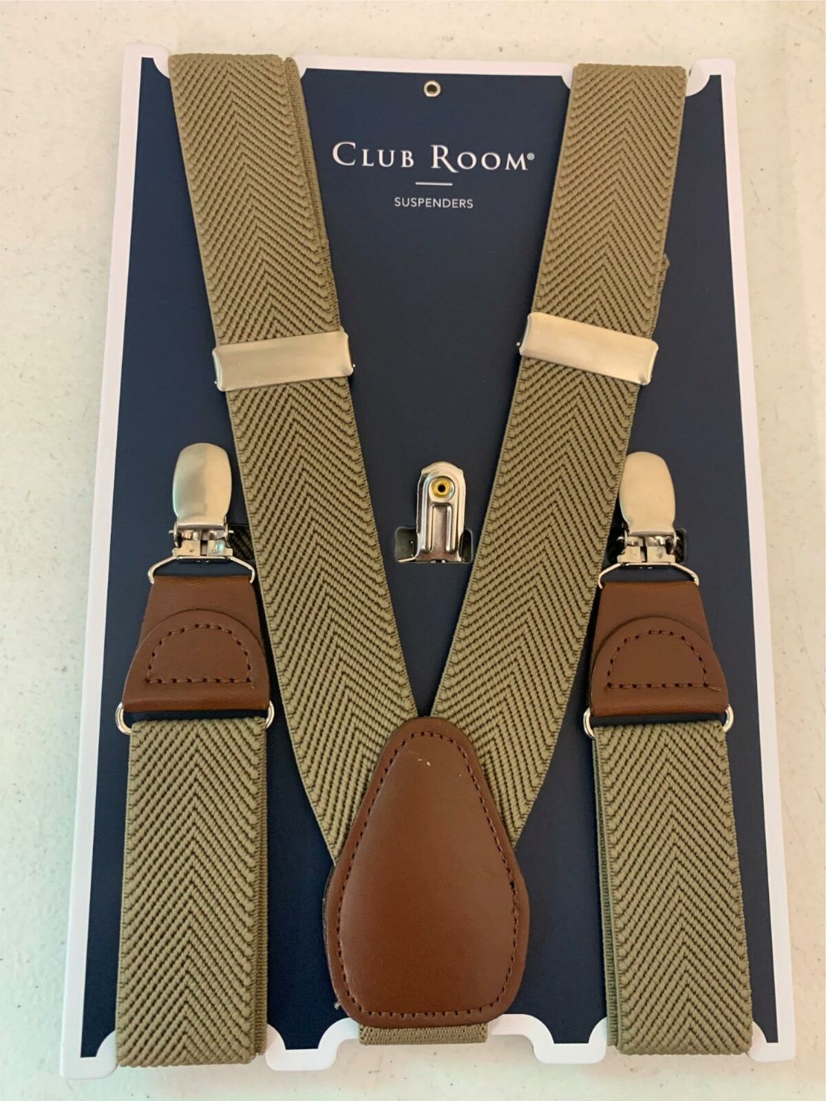 Club Room Men’s Stretch Convertible Suspenders (Khaki-Brown)