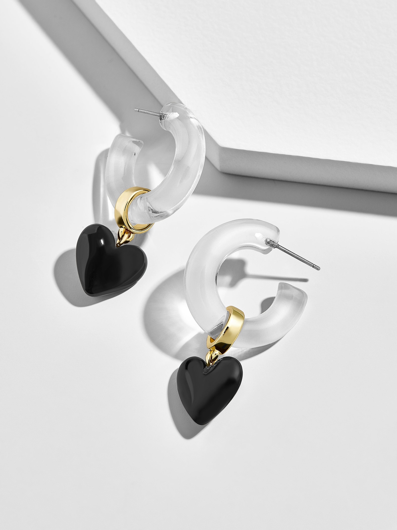 Baublebar Neve Hoop Earrings w/Dangle Heart Charm – Black