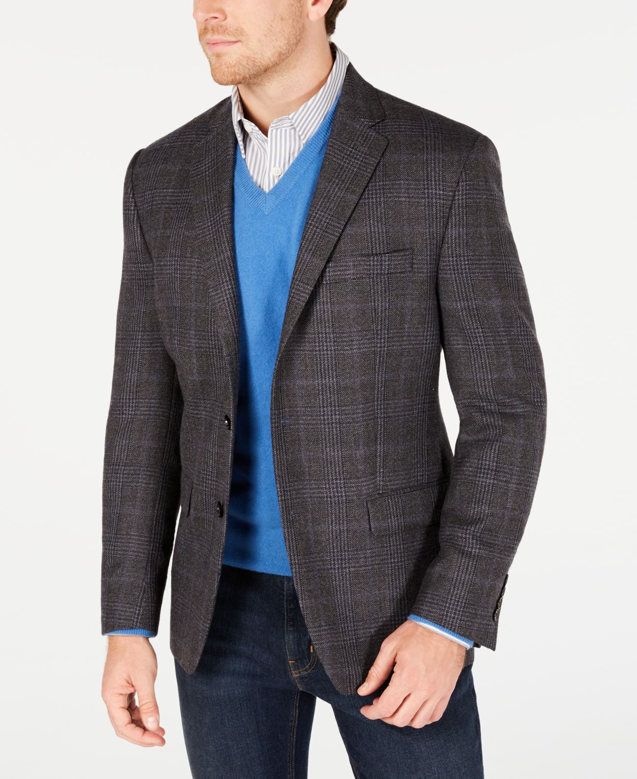 Lauren by Ralph Lauren Mens Blazer Plaid Printed Wool