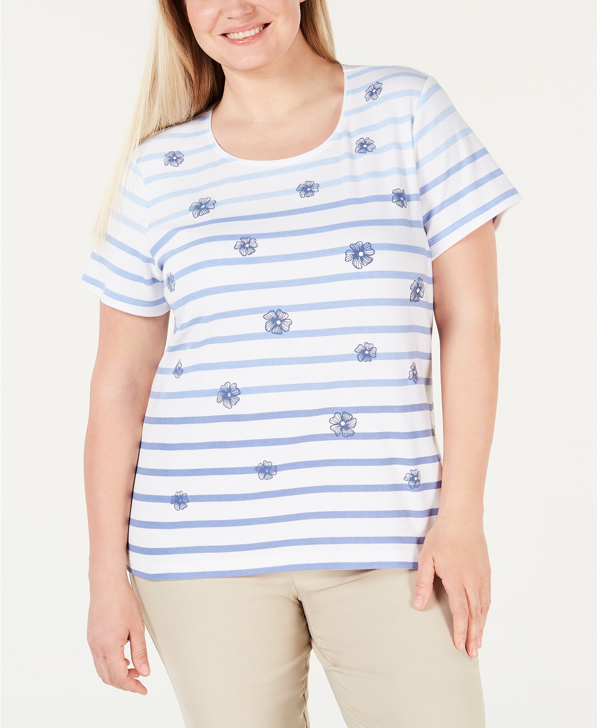 Karen Scott Plus Size Printed Scoop-Neck T-Shirt