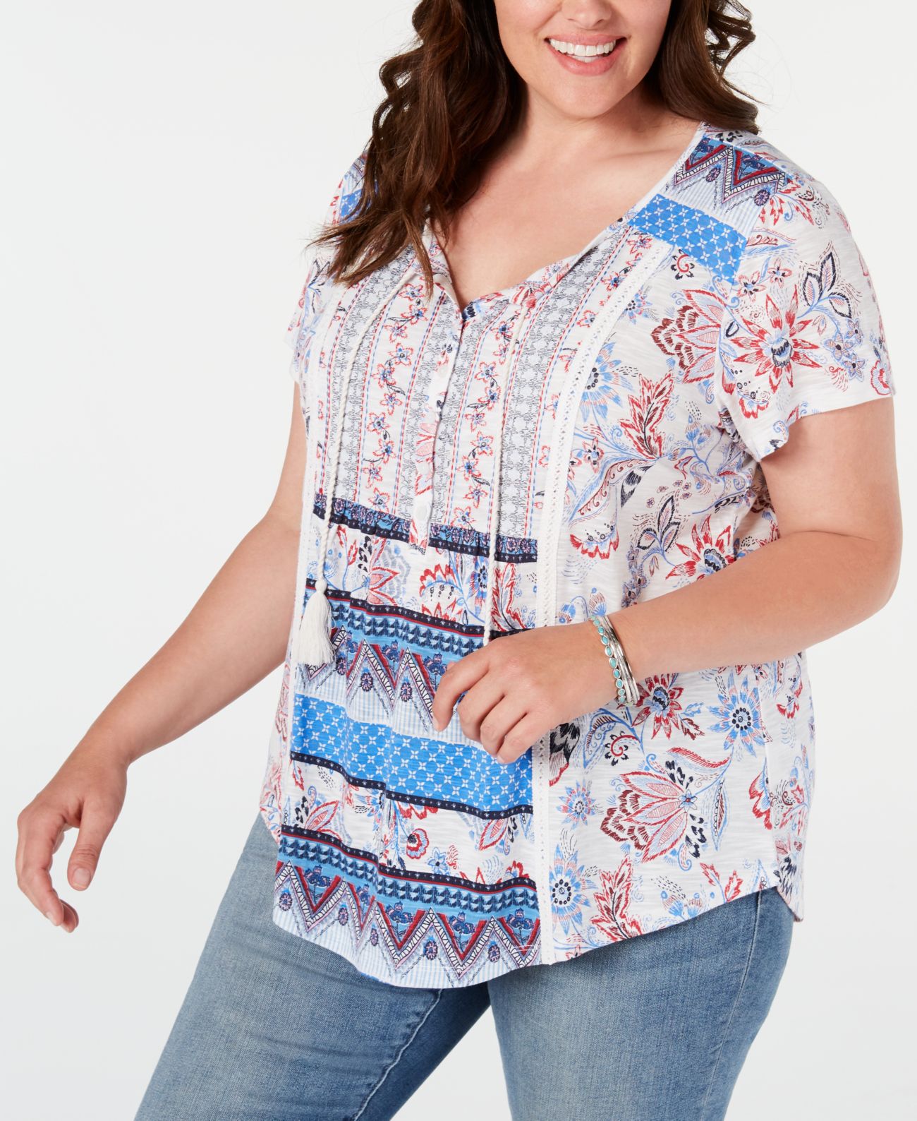 Style & Co  Women’s Crochet Trim Tank Top Natural White