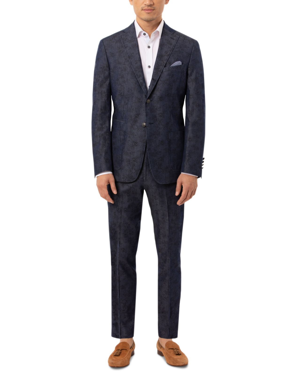 Tallia Men’s Slim-Fit Navy Paisley Suit Separate Jacket (Navy, 40 Short)