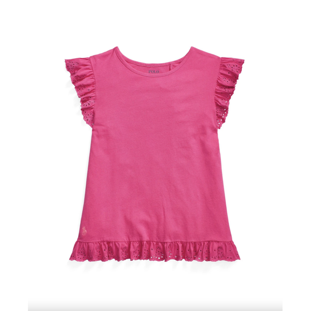 Polo Ralph Lauren Big Girls Eyelet Jersey Top