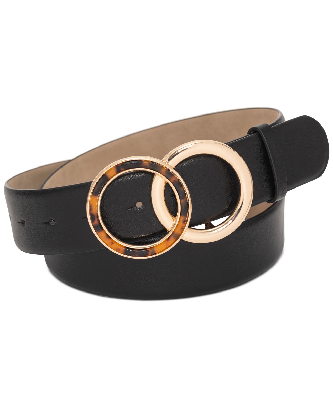 Inc Round Tortoiseshell Buckle Panel Belt