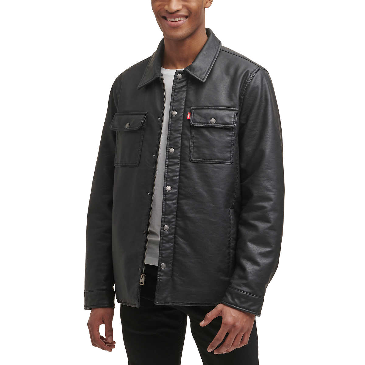 Levi’s Men’s Full Fleece Lining Faux Leather Jacket
