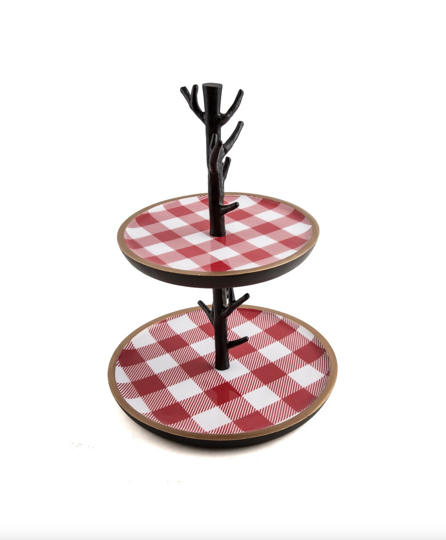 Thirstystone 2-Tier Dessert Stand with Red Checker Plaid