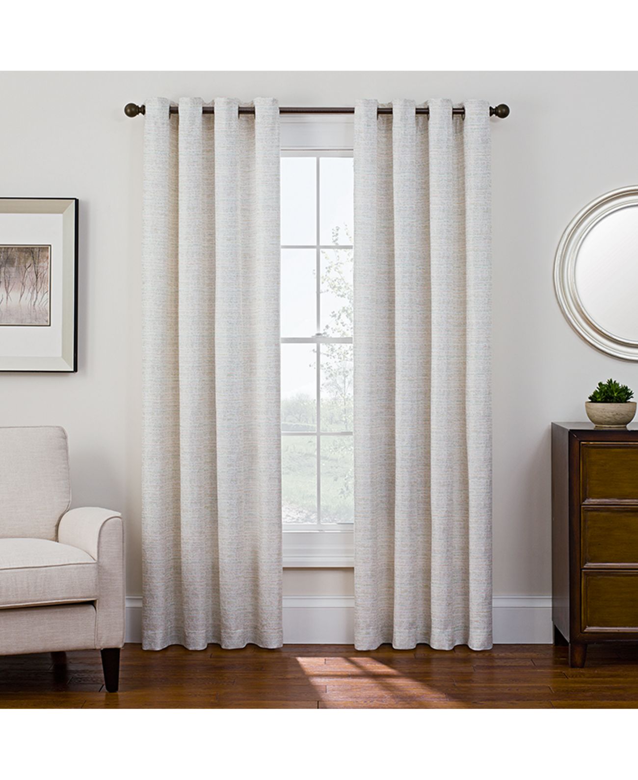 Keeco Sharper Image Bradford 53″ x 63″ Grommet Window Panel, Taupe/Natural