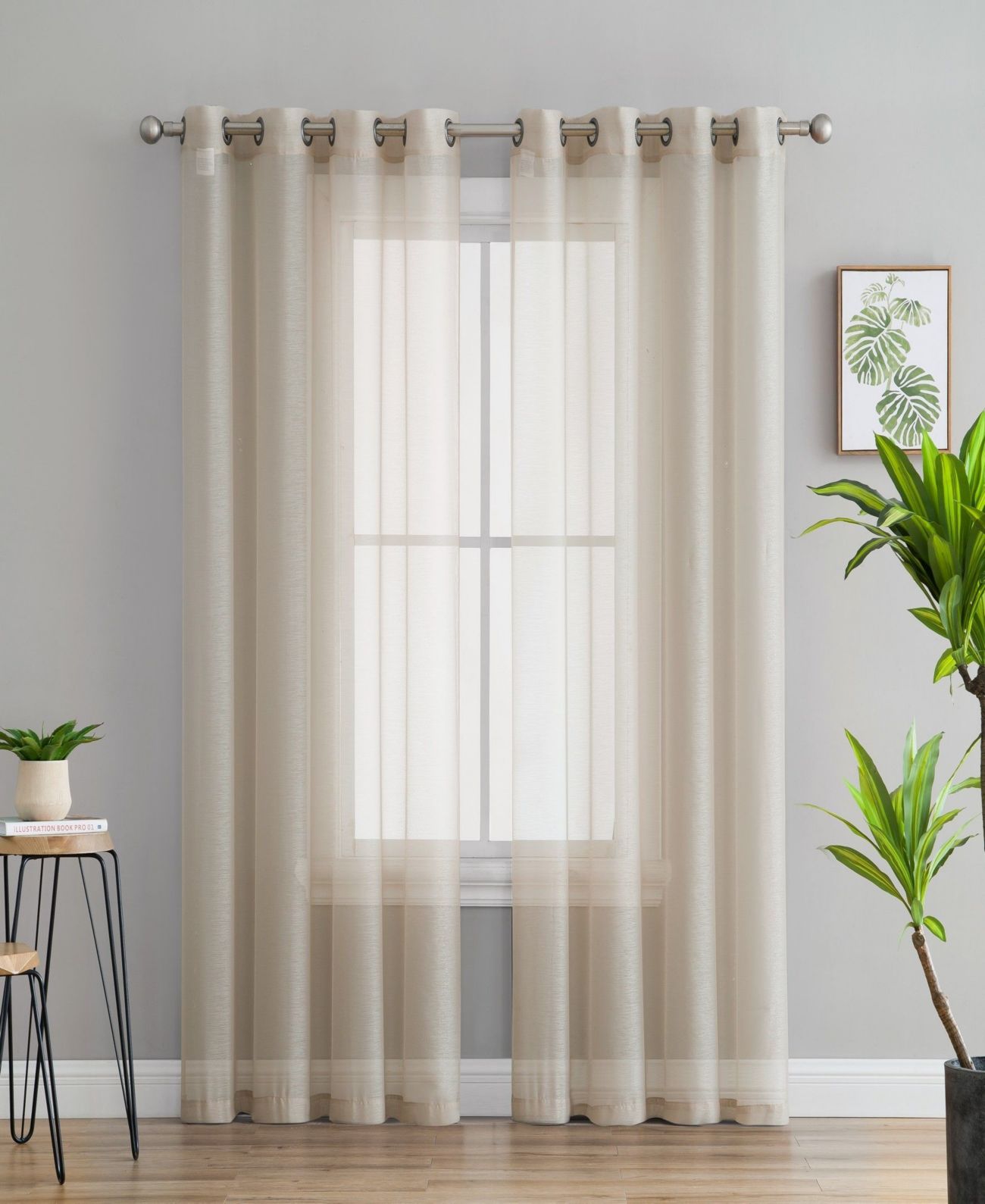HLC.ME Lumino by Perth Semi Sheer Grommet Curtain Panels – 54 W x 63 L – Set ...