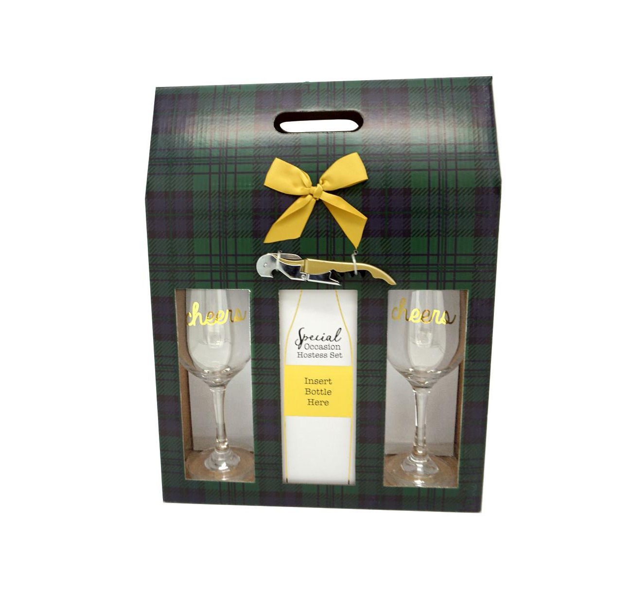 TMD Holdings Cheers Hostess Set Wine Opener and Set of 2 Wine Stems