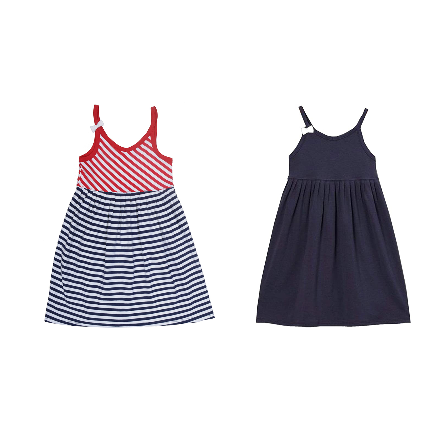 Kleverkids Toddler Baby Girls Striped Cotton Dress, Pull On Closure Beach Dre...