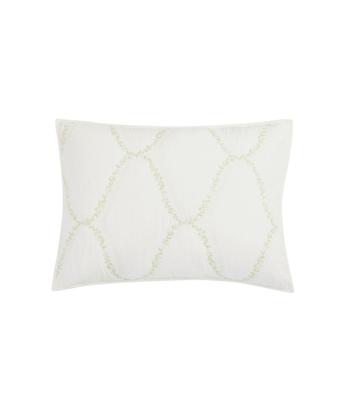 Martha Stewart Collection Floral Embroidered Geo King Sham, White, 21 x 37