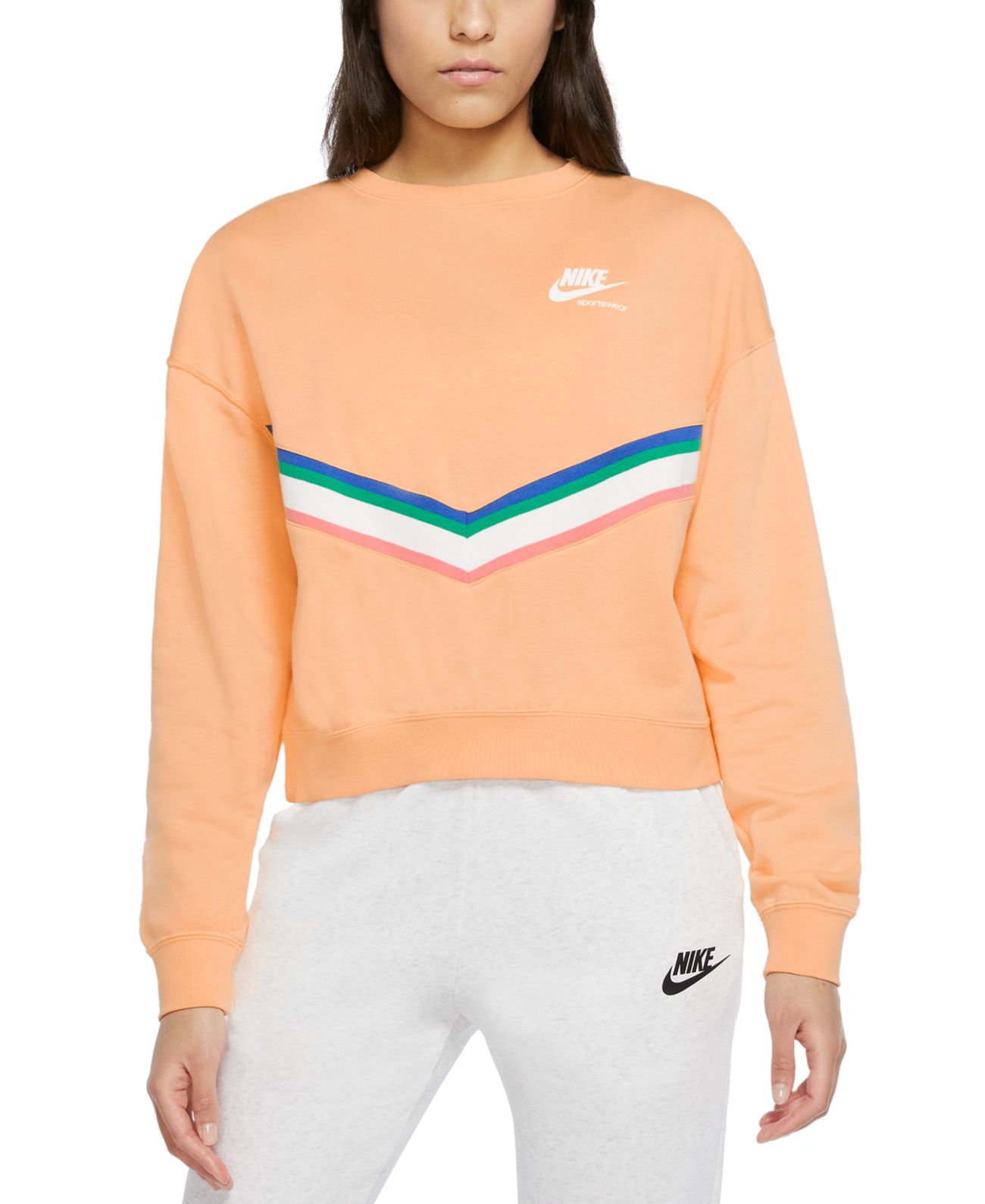 Nike Women’s Sportswear Heritage Fleece Sweatshirt, Coral, X-Small