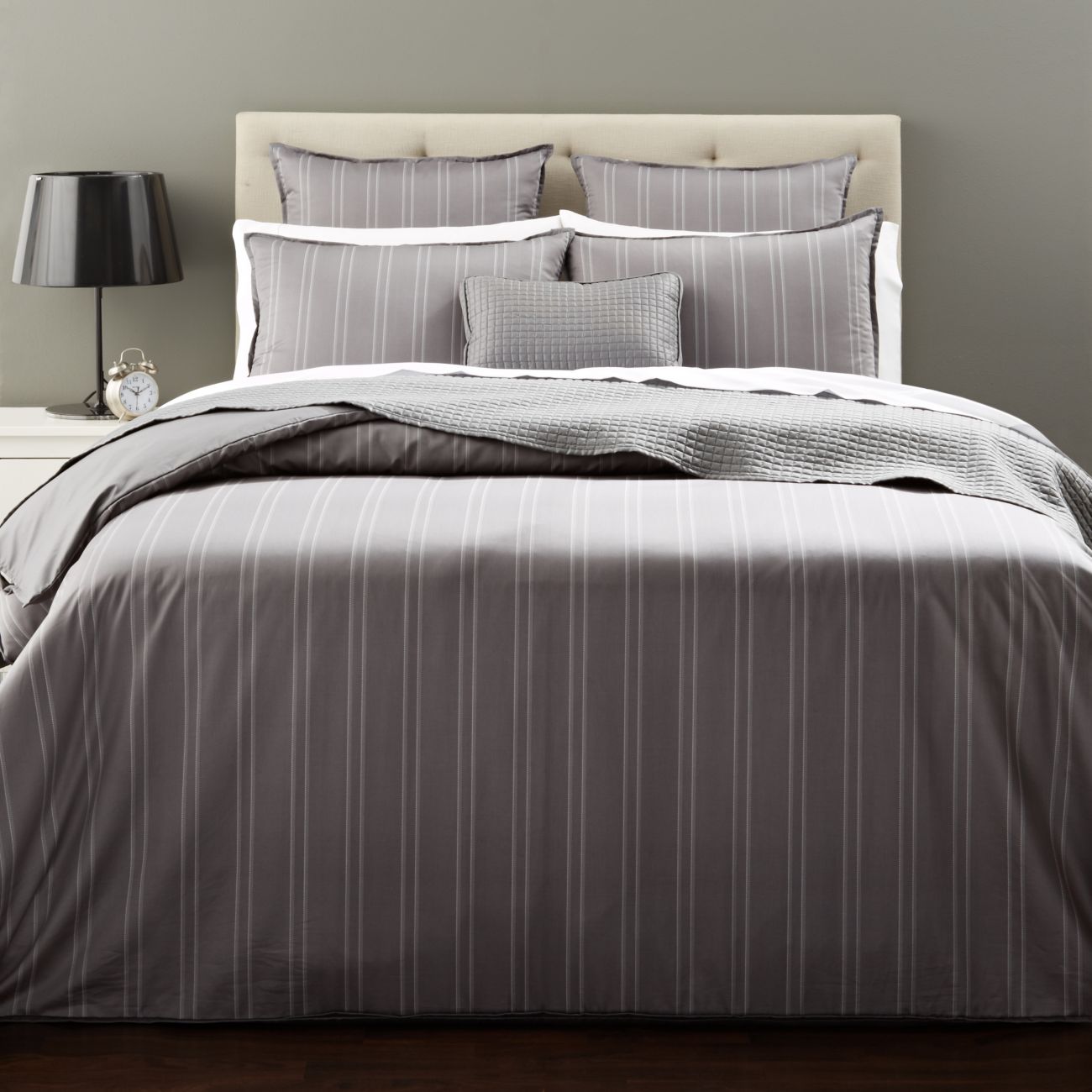 Hudson Park Shadow Stripe 500TC Duvet Cover, Twin