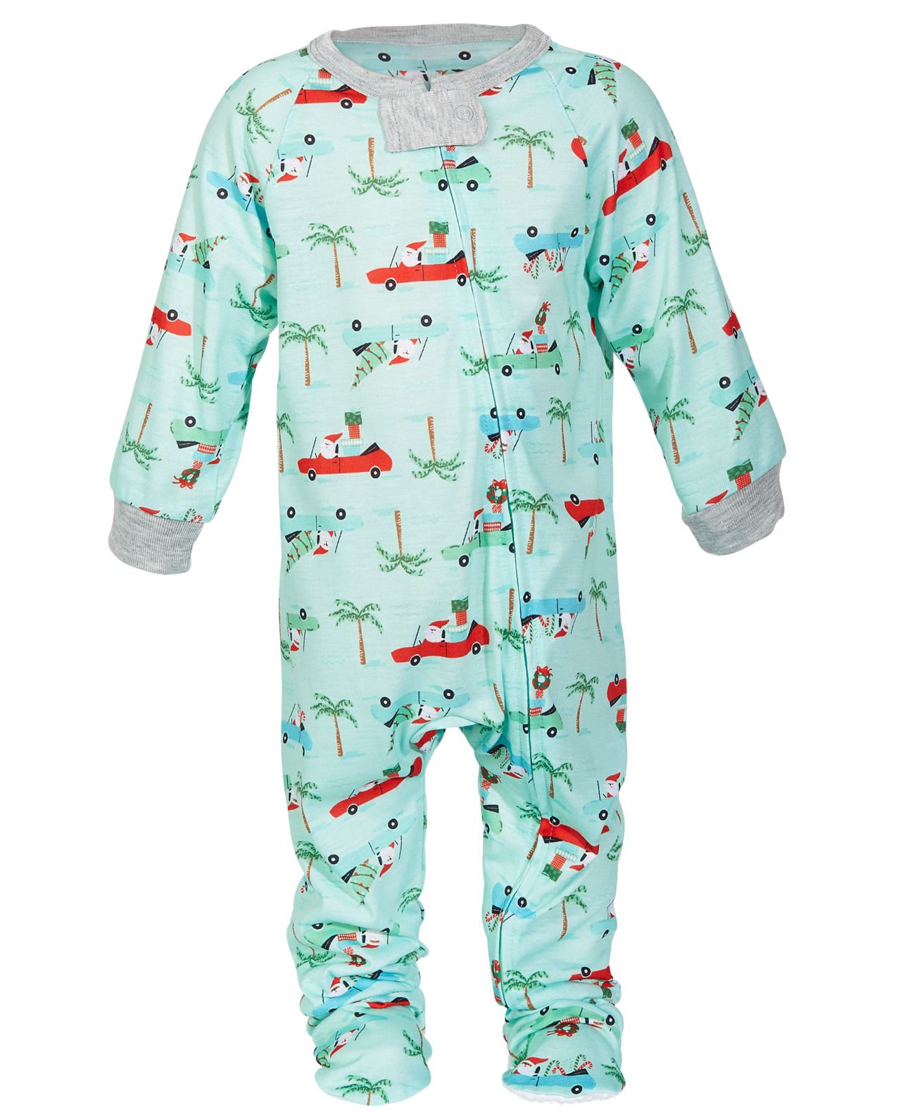 Family Pajamas Matching Baby Tropical Santa Printed Footed Pajamas