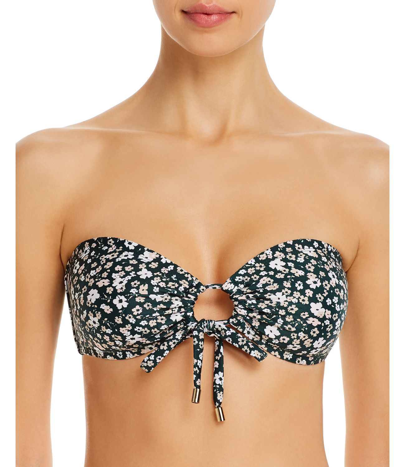 Peony Petite Fleur Bandeau Bikini Top, Green
