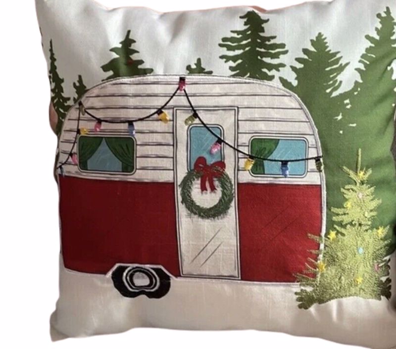 Arlee Home Fashions Camper Van & String Lights Christmas Pillow, Red/White